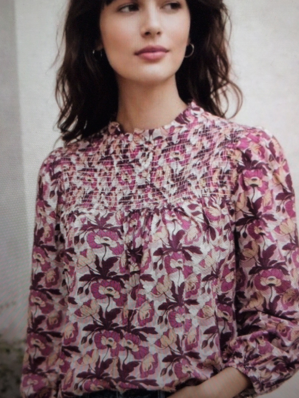 J. Crew Smocked Liberty Butterfield Poppy Blouse
